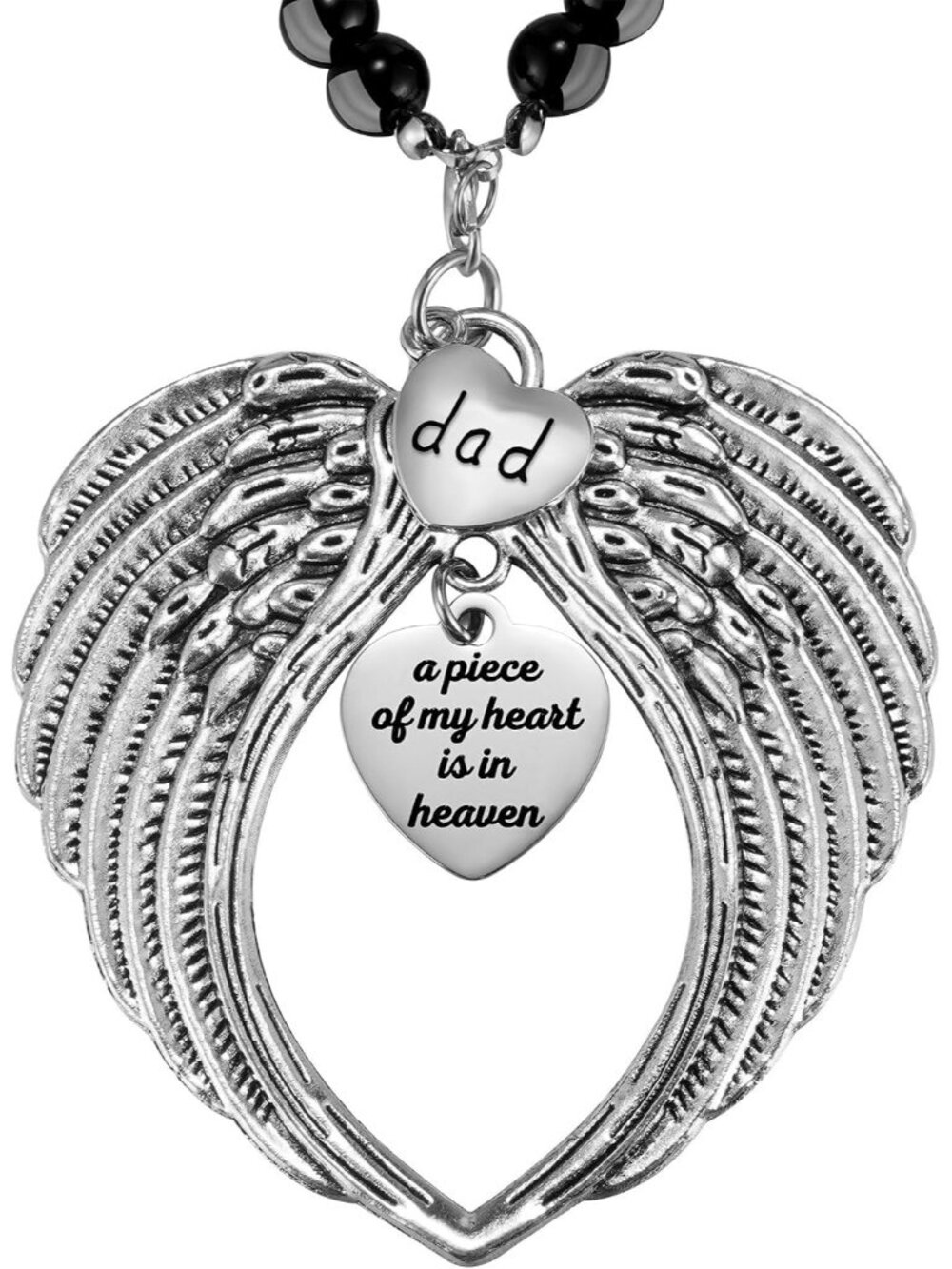Angel Wings Memorial Hanging Charm - Remembrance Ornament for Rear View Mirror,